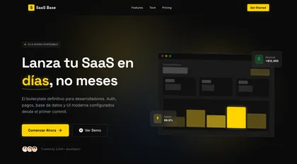 Plataforma SaaS boilerplate con autenticación, pagos Stripe y dashboard lista para producción